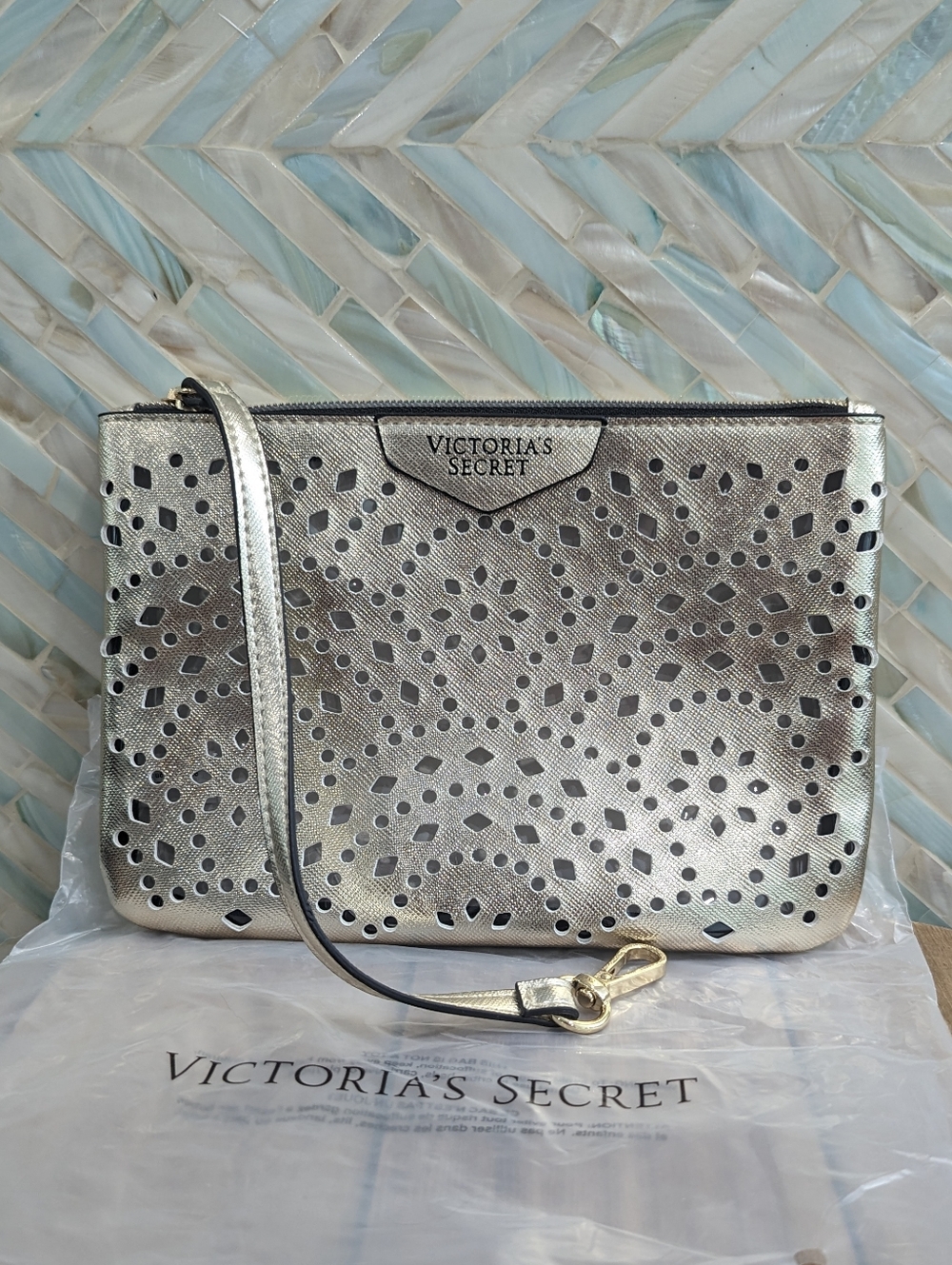 NWOT Victoria's Secret Laser-Cut Wristlet Or Cosmetic Bag
